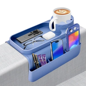 Silicone Sofa Armrest Tray - Wide (6"+) Couch Cup Holder with Dual Pockets | ... - Picture 1 of 7
