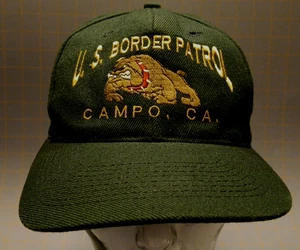 Vtg Adj Snapback Otto Cap Border Patrol Graphic Bulldog Hat Cap - Picture 1 of 7