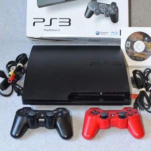 PlayStation 3 Low Firmware 4.76 PS3 160GB Slim Game Console 2 Controllers MINT - Picture 1 of 24