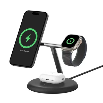 Belkin MagSafe-Compatible Charger, 3-in-1 Wireless Charging Station Black - Image 1 of 4