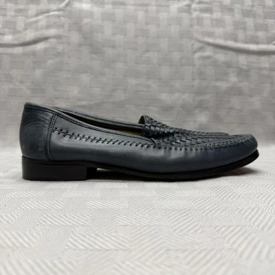 Zapatos Bachrach Para Hombre Talla 7.5 H Azul Marino Tejido Cuero Mocasines Sin Cordones Vestido 91479 Foto 1 de 4