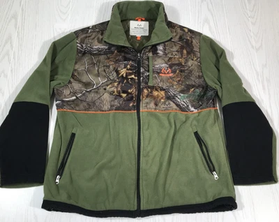Chaqueta polar de caza Realtree camuflada para hombre XXL verde negra cremallera completa cuello falso Foto 1 de 4