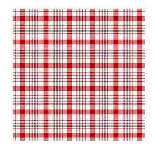 Christmas Fabric | Winter in Snowtown Plaid Print Red | Henry Glass YARD - Image 1 of 1