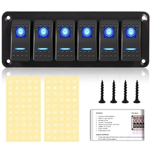 Kippschalter Panel 6 Gang Wasserdicht Aluminium Schalter, 12V/24V Wippschalter, ... - Bild 1 von 7