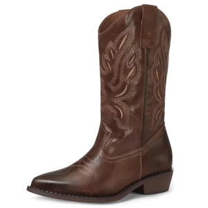 Damen Western Cowboystiefel bestickt halbhoch spitz zulaufend Cowgirl Stiefel - Bild 1 von 6