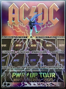 AC/DC Power Up Tour 2025 Rainbow Foil Poster Pop Up Shop Detroit Ford Field 4/30 - Bild 1 von 2