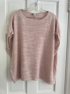 J. Jill Purejill Oversized Cap Sleeve Linen Blend Sweater Women's Size M Pink - Picture 1 of 7