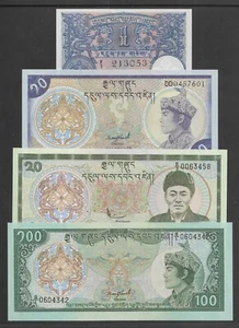 BHUTAN p-1,15b, 18a, 21a 1-100 Ngultrum CU - Foto 1 di 2