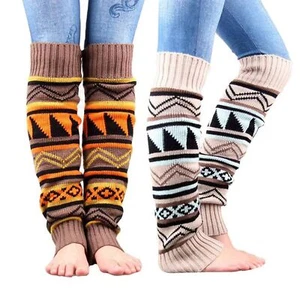 Women's Bohemian Knitted Leg Warmer Knee High Socks Boot Winter Leg Sleeve Wa... - Picture 1 of 7