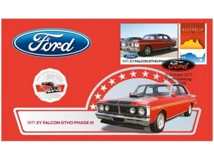 2017 Ford 50c Coin - PNC Stamp & Coin Cover - 1971 XY Falcon GTHO Phase 3 - Foto 1 di 3