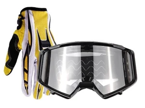 Guantes amarillos para adultos Gafas negras Motocross Off Road MX ATV UTV - Imagen 1 de 7