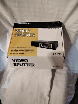 Video Splitter, Monoprice MSV-104  into 4 monitors,supports VGA/SVGA/XGA,400MHz - Image 1 of 4