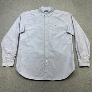 Ralph Lauren Shirt Youth 18 Blue Oxford Button Down Flesh Pony School Church - Picture 1 of 14