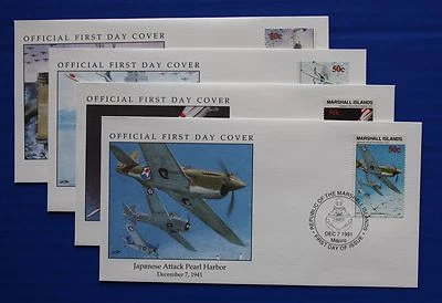 Marshall Islands (288-291) 1991 WWII: Japanese Attack Pearl Harbor Official FDCs - Image 1 of 4
