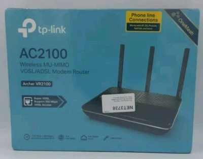 TP-LINK AC2100 Archer VR2100 VDSL/ADSL Modem Router OneMesh - Black - S22c - Image 1 of 4