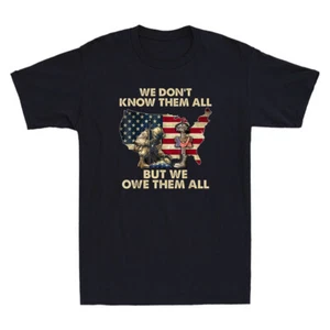 We Owe Them All Patriotic Veterans Day Memorial Day US Flag Retro Men's T-Shirt - Picture 1 of 4