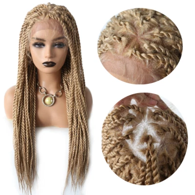 Twist Braids Women Wigs Swiss Lace Front Hand Braided Wig Lightweight Long Hair - Image 1 of 4