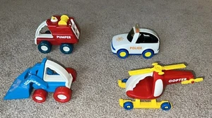 Lot Of 4 Vintage 1980’s Buddy L My First Buddy's Copter Pumper Police Car Scoop - Picture 1 of 22