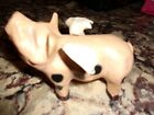 pig paperweight/ vintage cast iron pc. pink with dark markings. great cond.