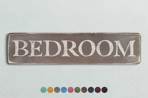 BEDROOM Vintage Style Wooden Sign. Shabby Chic Retro Home Gift - Picture 1 of 2