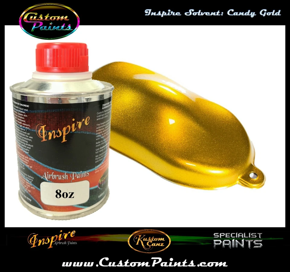 INSPIRE AIRBRUSH CANDY GOLD 8oz (SOLVENT), CUSTOM PAINT, HOK, ARTIST