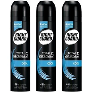Right Guard Anti-Perspirant Aerosol Deodorant Total Defence 5 Cool 250ML x 3 - Picture 1 of 7