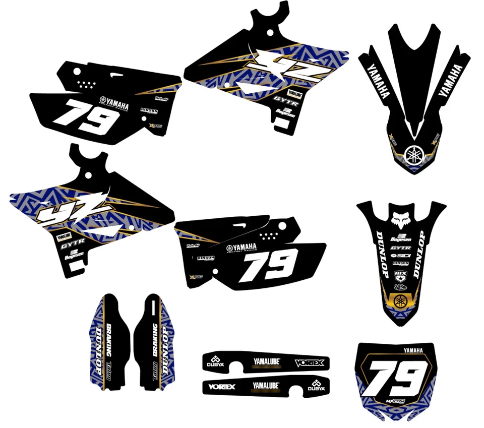 Se adapta a Yamaha YZ 125 250 MX Motocross 2015 2016 2017 2018 2019 2020 kit gráfico Foto 1 de 1
