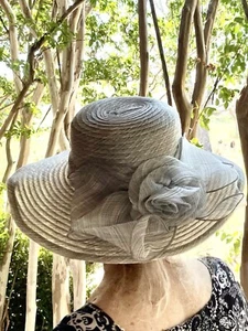 Hut hübscher Engel neu mit Etikett Grautöne verstellbar Alltag Brunch Mittagessen Kirche NEU - Bild 1 von 8