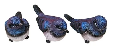 Juego de 3 estatuillas de resina PURPLE BIRDS 5" interior/exterior de Slifka Foto 1 de 3