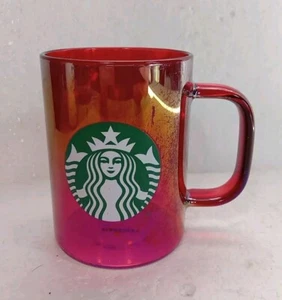 Starbucks Holiday Red Clear Coffee Cup Glass 14 Ounce - Picture 1 of 5