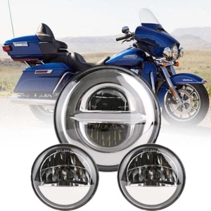 For Harley Davidson Electra Glide Ultra Classic 7" LED Headlight 4.5" Fog Light - Picture 1 of 10