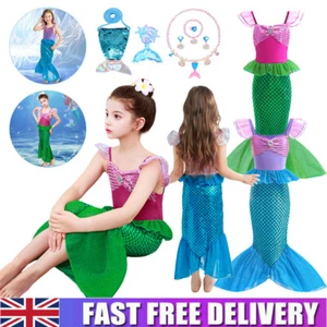 Mermaid Princess Costume Girls Kids Fancy Dress up Cosplay Party Birthday Gifts- - Picture 1 of 25