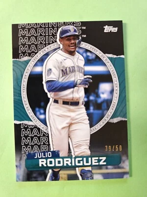 2023 Topps RIP Baseball Julio Rodriguez MARINERS #20 Black #'d /50 * UNRIPPED * - Image 1 of 3