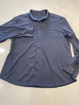 Camisa de malha Vince Camuto azul pima algodão gola botão para cima plus size XXL feminina - Imagem 1 de 4