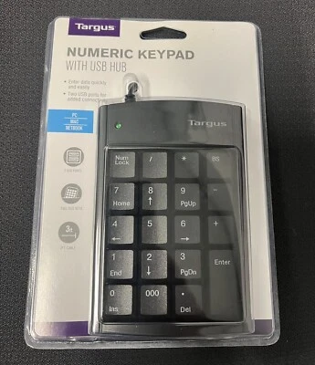 TARGUS Numeric Keypad w/2 USB ports 19 Full Size Keys Data Entry Windows PC NEW. - Image 1 of 2