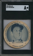 1952 BLUE Dixie Ice Cream Lid Pete Castiglione Pirates  2 11/16" Velvet RARE SGC