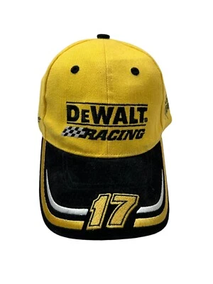 Gorra NASCAR Matt Kenseth DeWalt #17 amarilla a cuadros bandera Roush carreras Foto 1 de 4