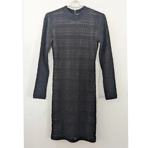 Alice + Olivia Mini Bodycon Kleid Spitze bestickt gefüttert schwarz Gr. 4 - Bild 1 von 6