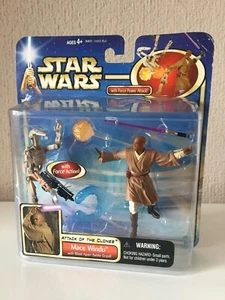MACE WINDU WITH BLAST-APART BATTLE DROID (WHITE) - STAR WARS - AOTC - 2002 - Imagen 1 de 2