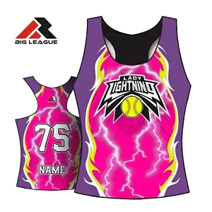 CUSTOM T-Shirt JERSEY Personalized Name Number Team - Lady Lightning - Racerback - Picture 1 of 6