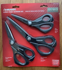 Husky 3 Stück Titan beschichtet Scheren Set 7 1/2" 8 1/2" 10" New Old Stock Neu aus altem Lagerbestand - Bild 1 von 2