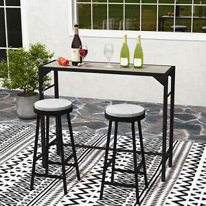 Outsunny 47" Outdoor Bar Table with Built-In Bottle Opener, Steel Frame