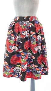 High Waist Skirt Grace Karin Pleated Knee Length Rockabily Swing Retro African L - Picture 1 of 12