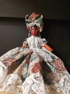 Vintage African American Handmade Doll, 14" tall. Ceramic head with cloth body. - Picture 1 of 2