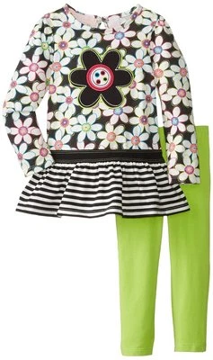 Juego de leggings de 2 piezas con estampado de flores para niños, Chartreuse 3-4T Foto 1 de 4