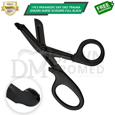 Paramedic EMT Trauma Shears Nurse Scissors First Aid 7.25" Full Tactical Black - Image 1 of 4