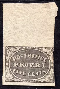 US 1846 RHODE ISLAND PROVISIONAL SCOTT #10X1 TOP MARGIN COPY WITH ORIGINAL GUM - Picture 1 of 2