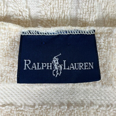 Ralph Lauren cable 3 pc bath towel set cream beige hand wash cloth USA textured - Image 1 of 4