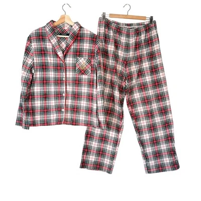 LAUREN Ralph Lauren Christmas Plaid Fleece Pajama Set Women's Size L Long Sleeve - Image 1 of 4