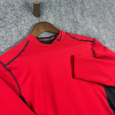 Nike Pro Combat Hyperwarm Fitted Long Sleeve Shirt Mens Medium Red Black - Image 1 of 4